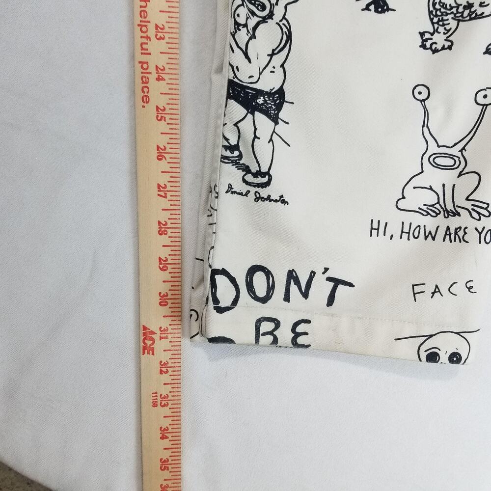 Vans Authentic Chino Mens 30 Cream Daniel Johnston Art Print Pants Loose Fit - Picture 12 of 13
